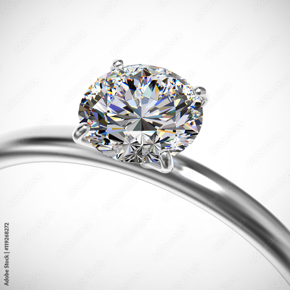 Diamond ring section isolated on white background, 3d illustration.  