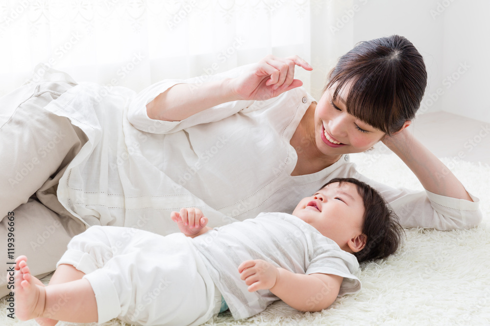 portrait of asian mother and baby lifestyle image