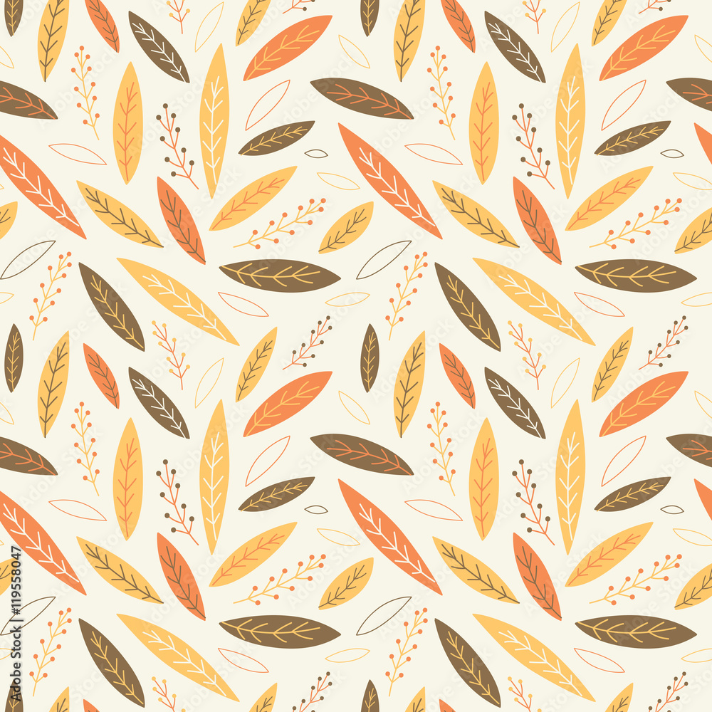 Falling autumn leaves seamless pattern