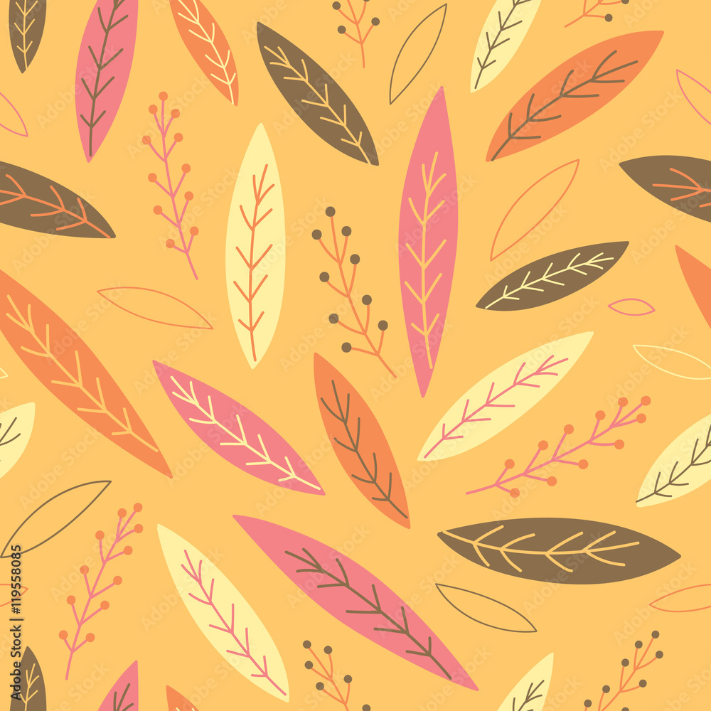 Falling autumn leaves seamless pattern