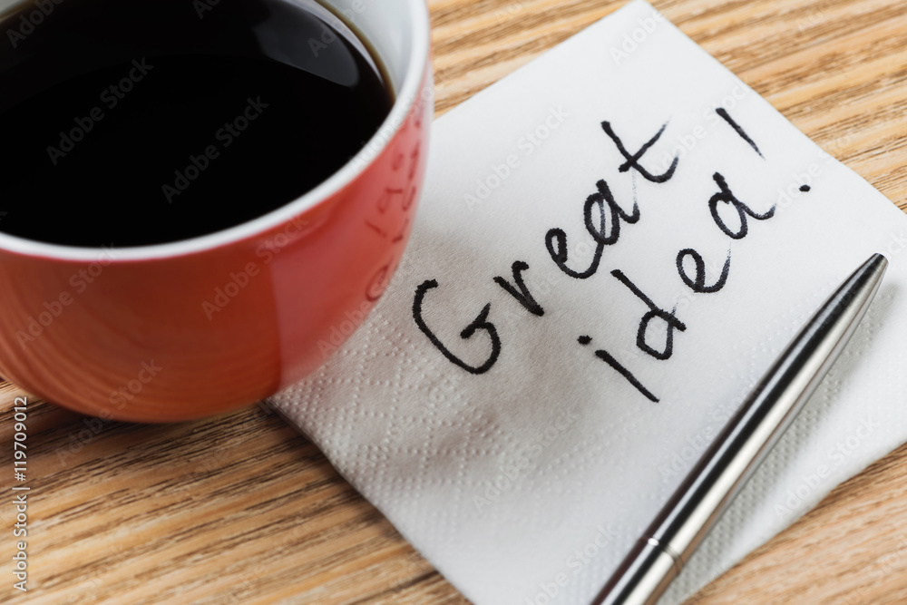 Romantic message written on napkin