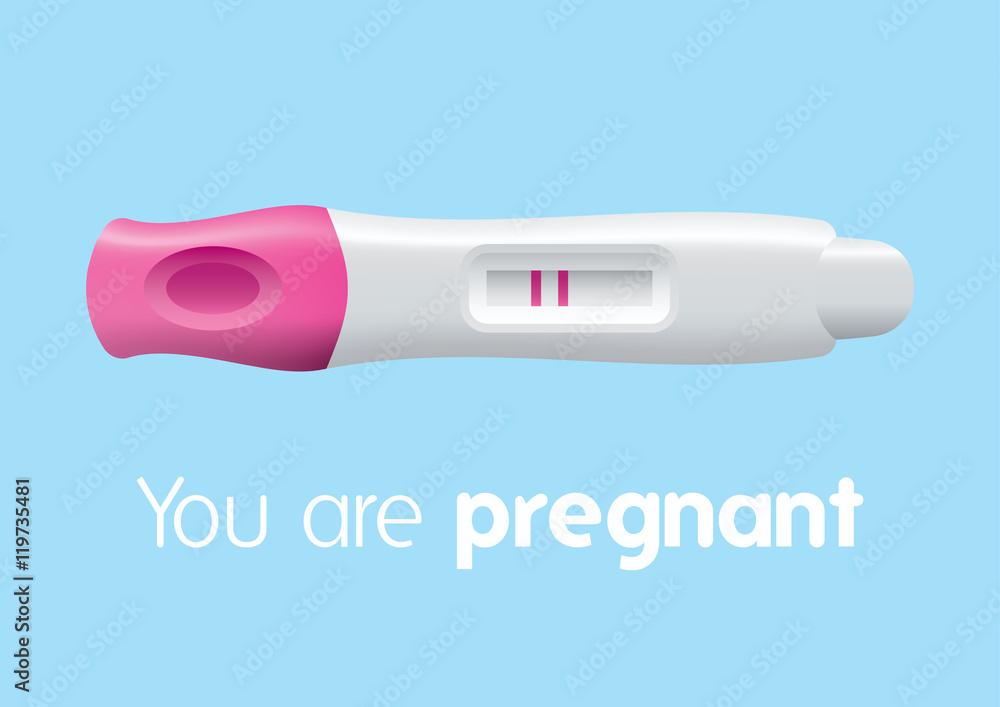 Positive pregnancy test isolated flat design vector illustration