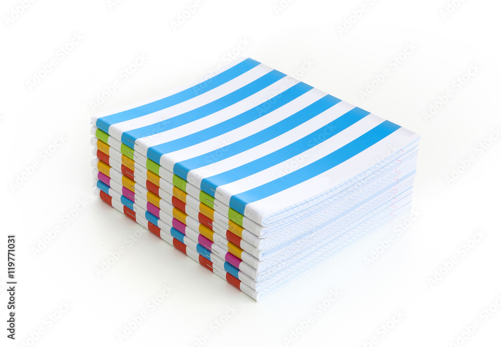 Stack of Color notebook isolated on white background