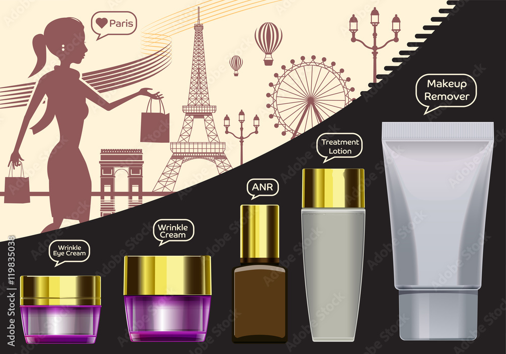 Women shopping beauty products.Describe Of luxury in Paris.Cream and goods imported from abroad. Bas