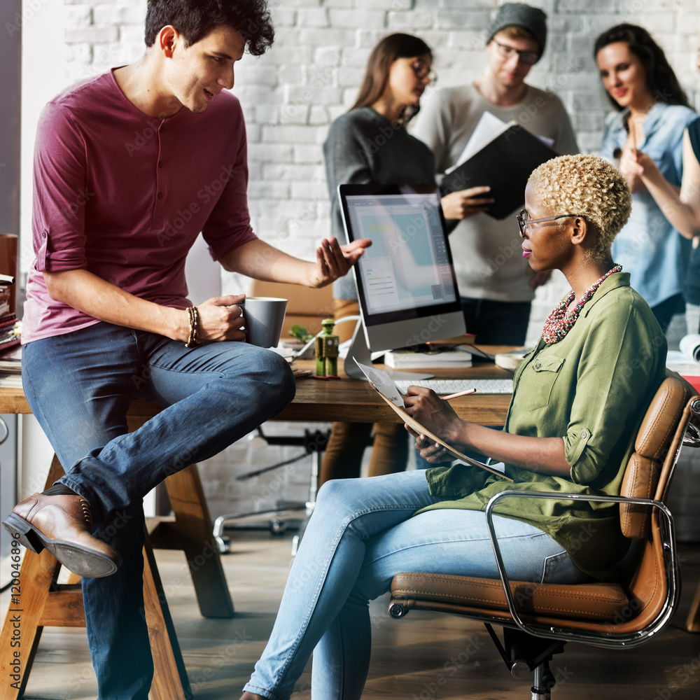 African Descent Brainstorming Working Workplace Concept