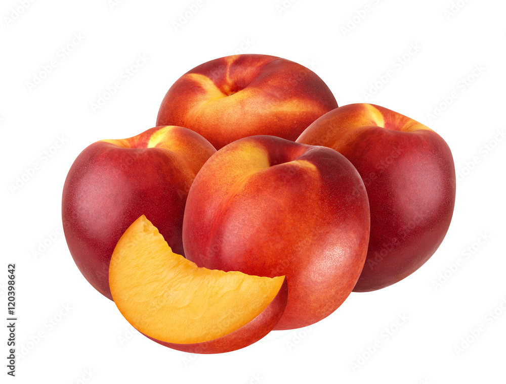 Group of nectarine isolated on white background