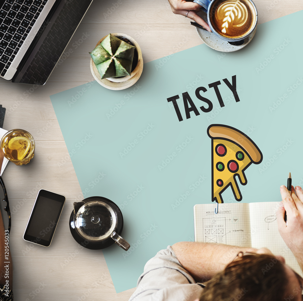 Pizza Icon Fast food Unhealthy Snacks Calories Fat Concept