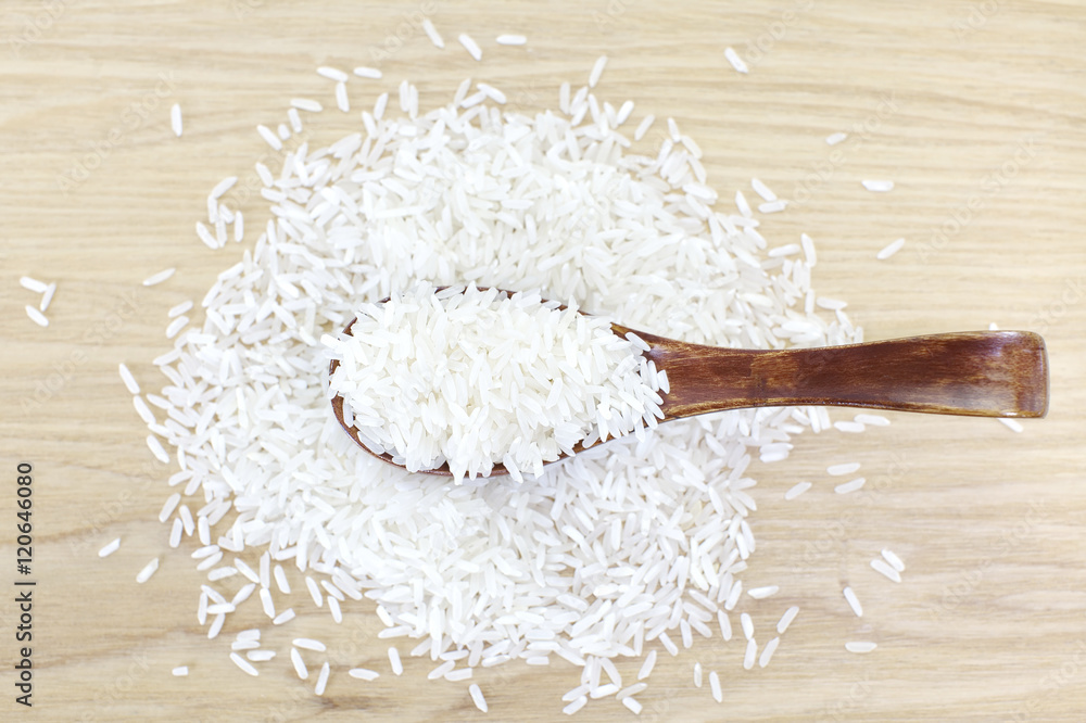 Asian white rice or uncooked white rice..