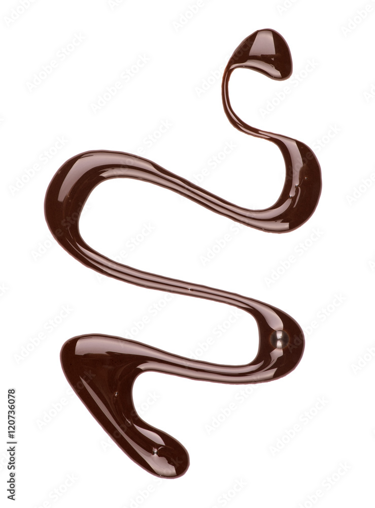 Abstract symbol made of liquid chocolate isolated on white backg