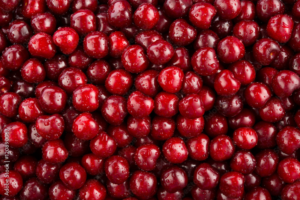 Cherry. Fresh organic berries macro. Fruit background