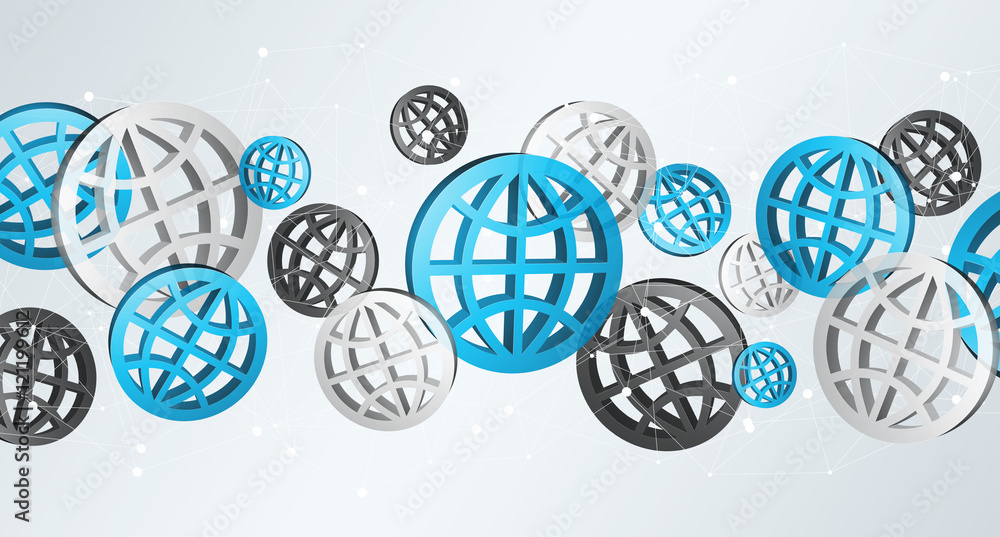 Blue grey and black digital web icons ‘3D rendering’