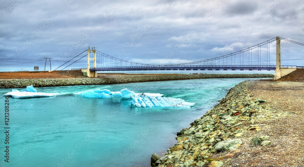 冰岛Jokulsarlon冰川泻湖的冰山