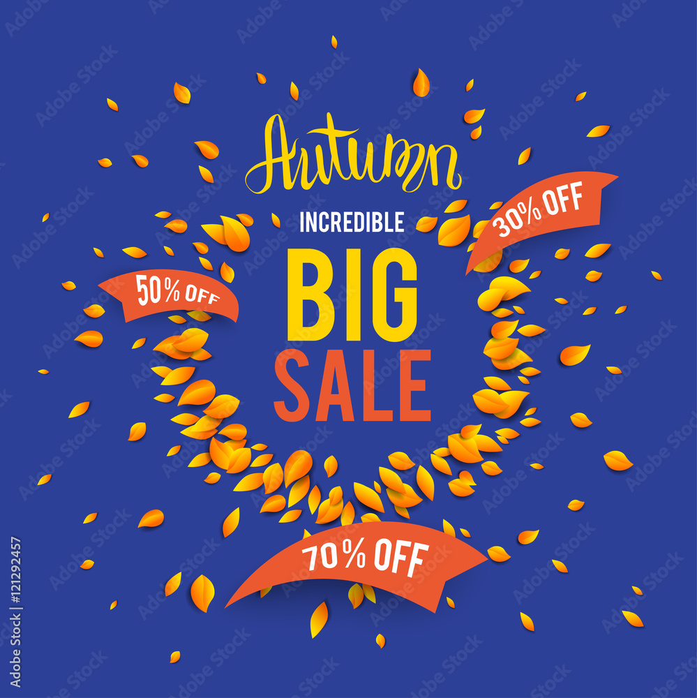 Autumn sale on blue