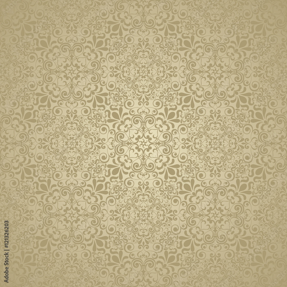 Seamless background of gold color in the style of baroque