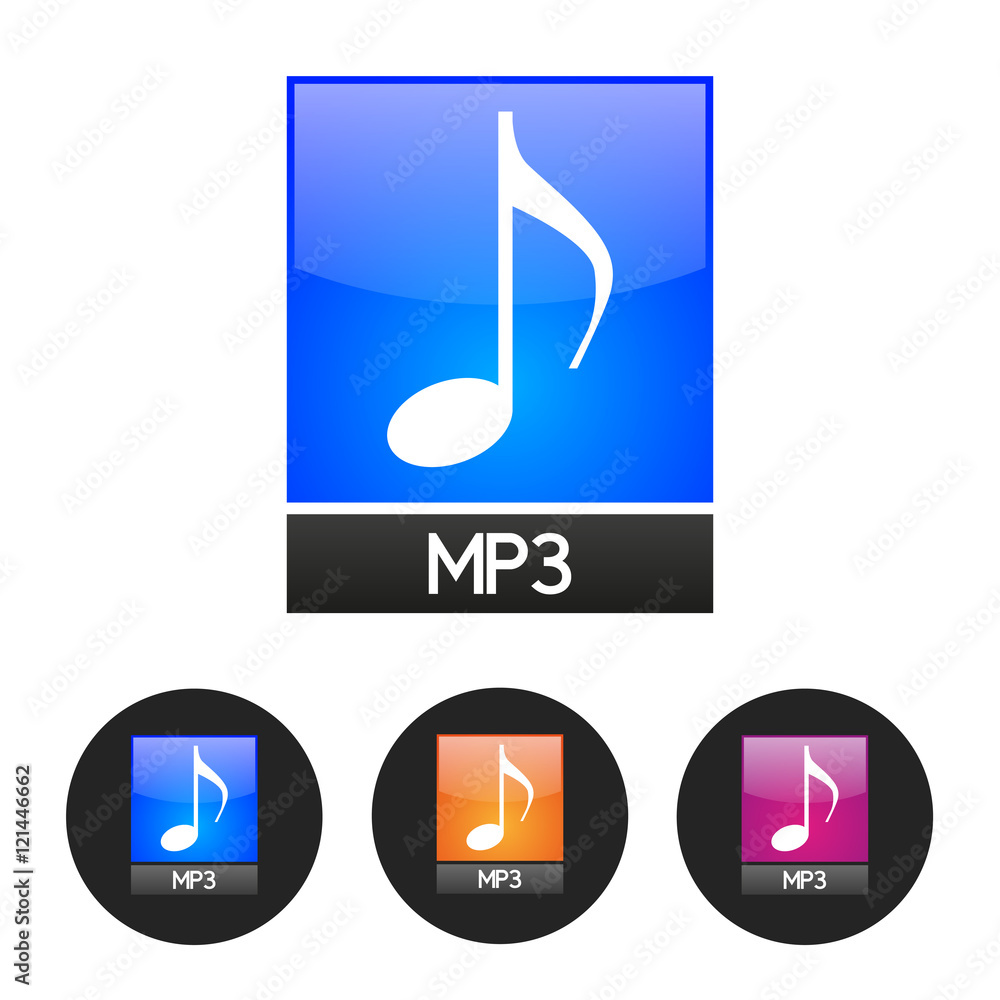 矢量mp3音乐图标集，彩色徽标