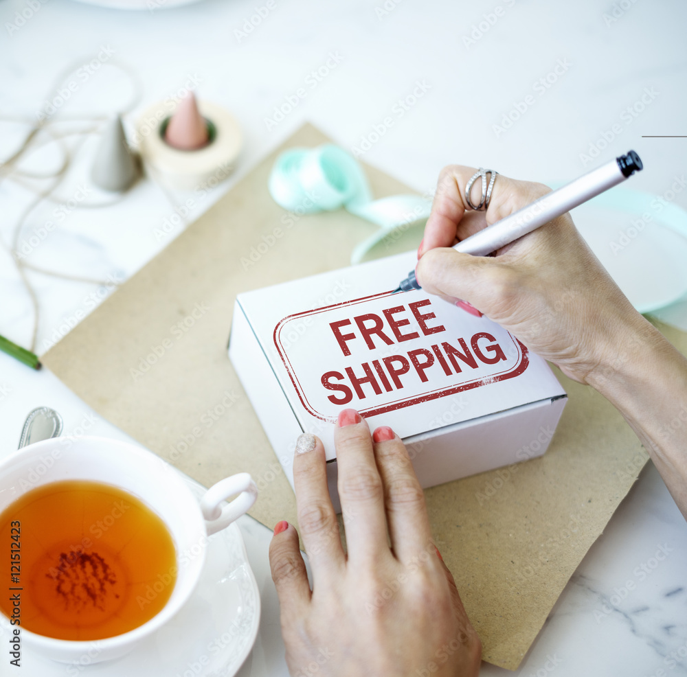 Free Shipping Delivery Service Sign Concept