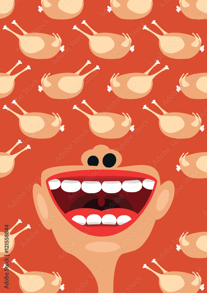 Apples and open mouth as a symbol of healthy diet