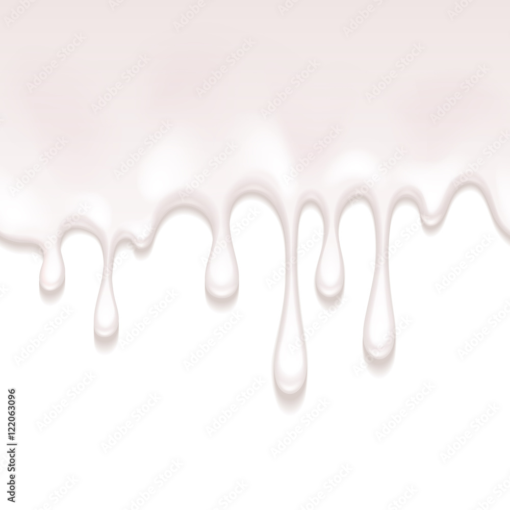 Yogurt drips. Seamless horizontal border.