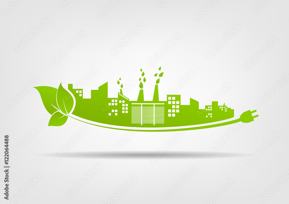 Eco friendly concept, Green city save the world, vector illustration