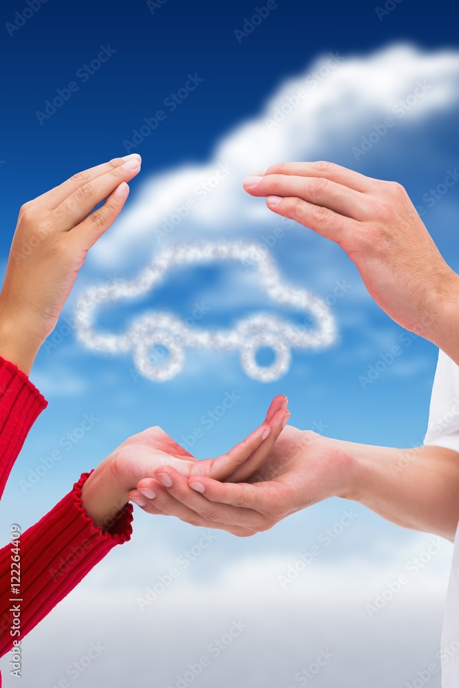 couple hands holding car graphic