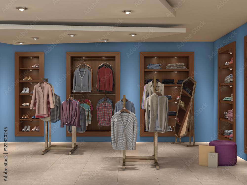 store inside full, 3d illustration