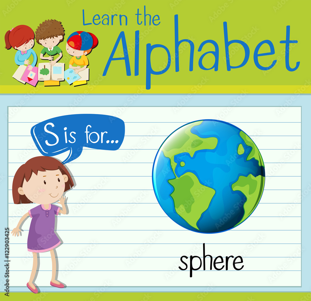 Flashcard letter S is for sphere