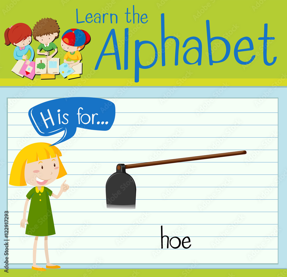 Flashcard letter H is for hoe