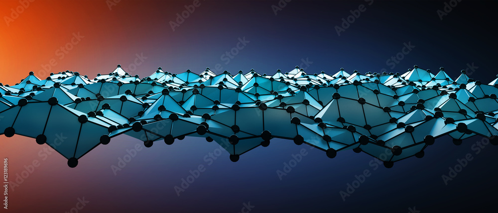 带点和线的抽象波浪3D渲染