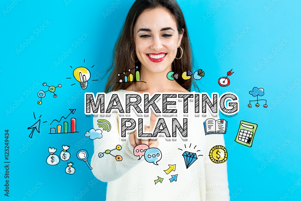 Marketing Plan concept with young woman