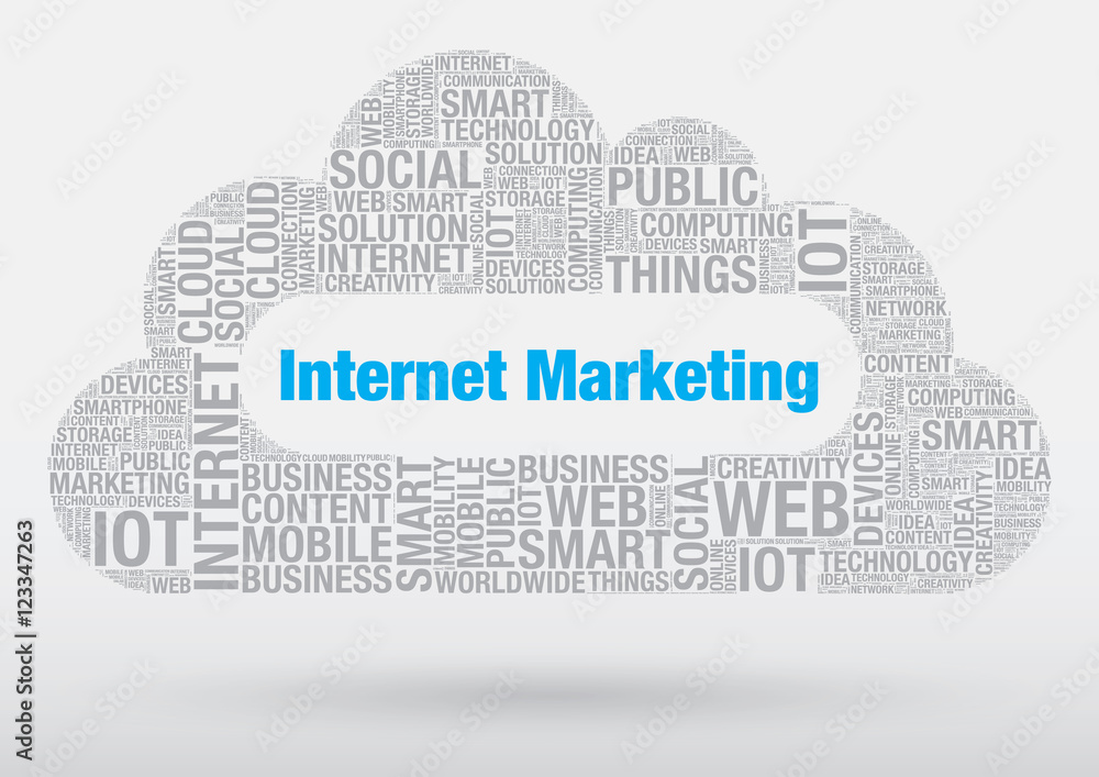 Internet Marketing word cloud technology vector concept illustration