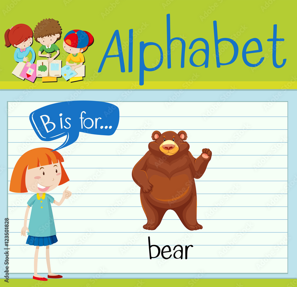 Flashcard letter B is for bear