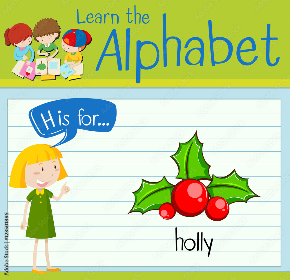 Flashcard letter H is for holly