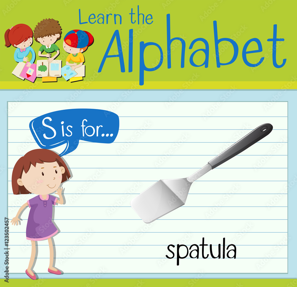 Flashcard letter S is for spatula