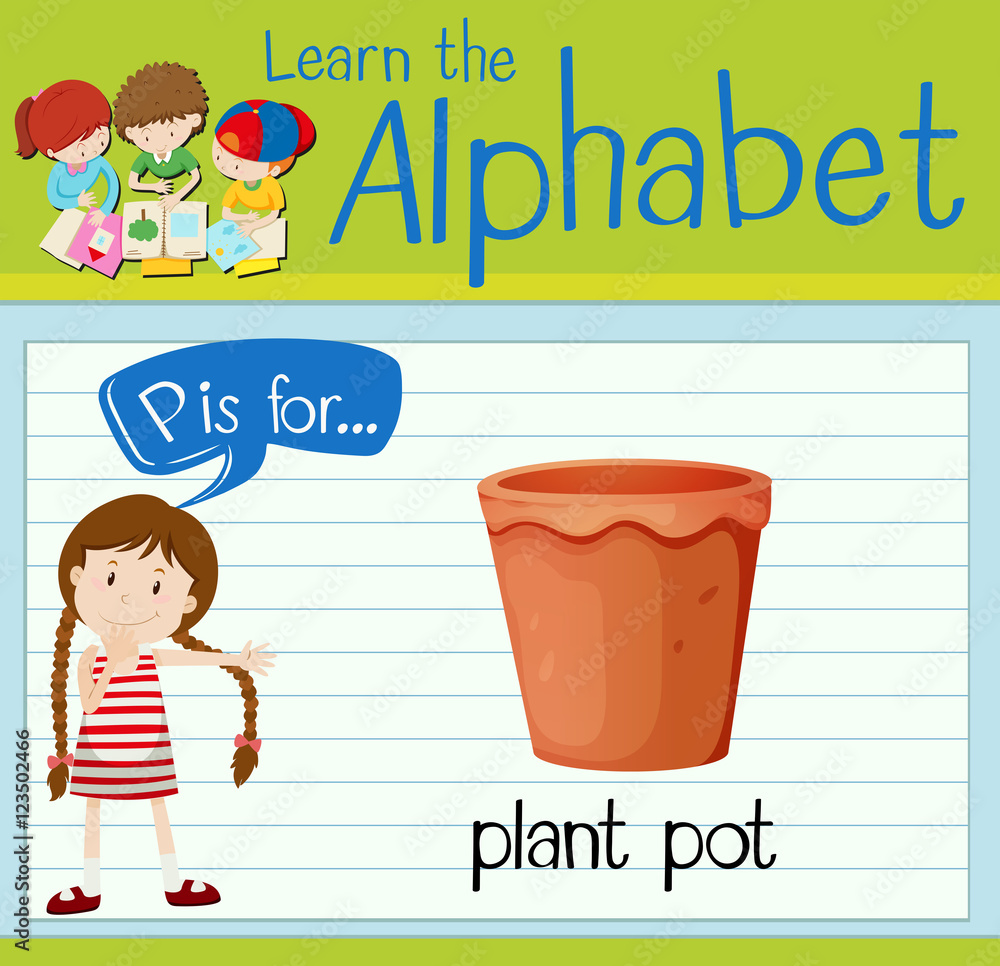 Flashcard letter P is for plant pot