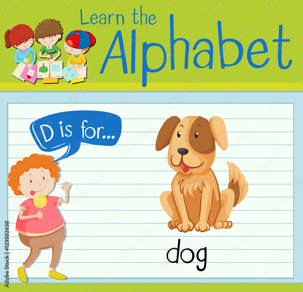 Flashcard letter D is for dog