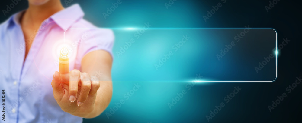 Businesswoman using tactile interface web address bar to surf on