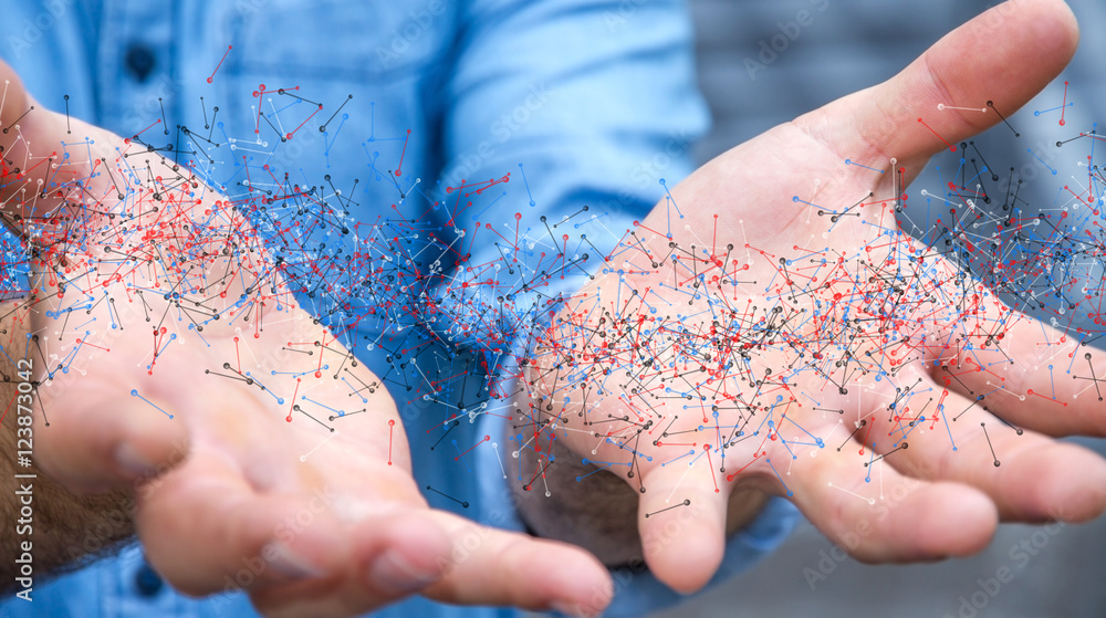 Man holding DNA structure in his hand