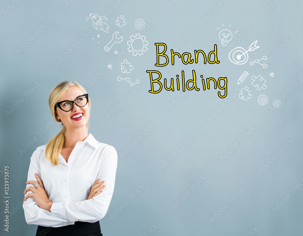 Brand Building text with business woman