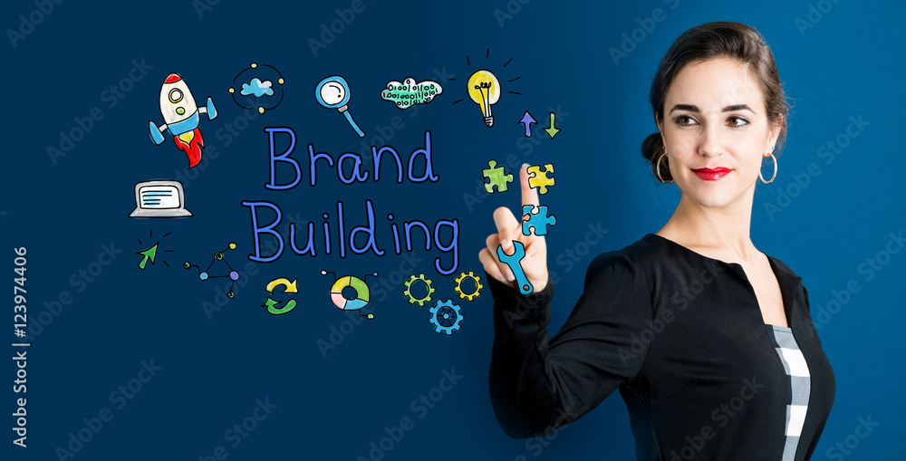 Brand Building concept with business woman