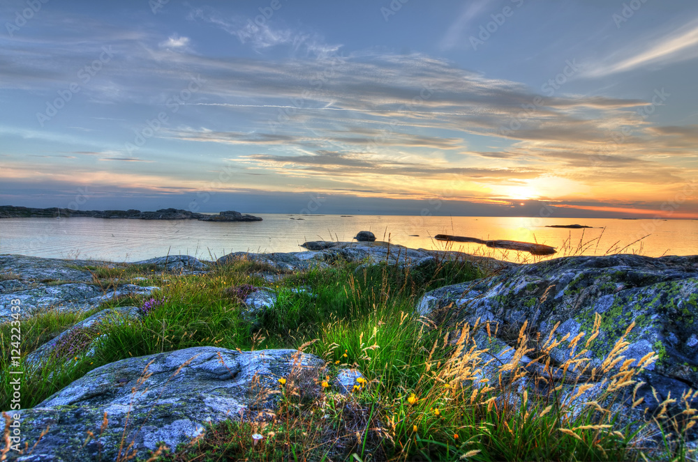 Beautiful sunset on Swedish west coast