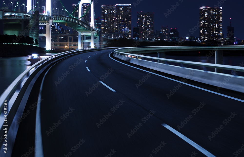 Moving forward motion blur background,night scene