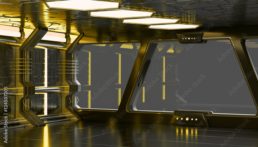 Spaceship yellow interior 3D rendering elements of this image fu