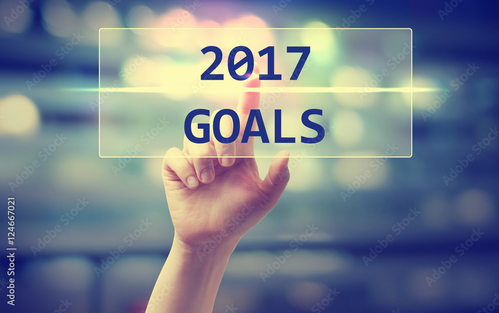 2017 Goals concept with hand