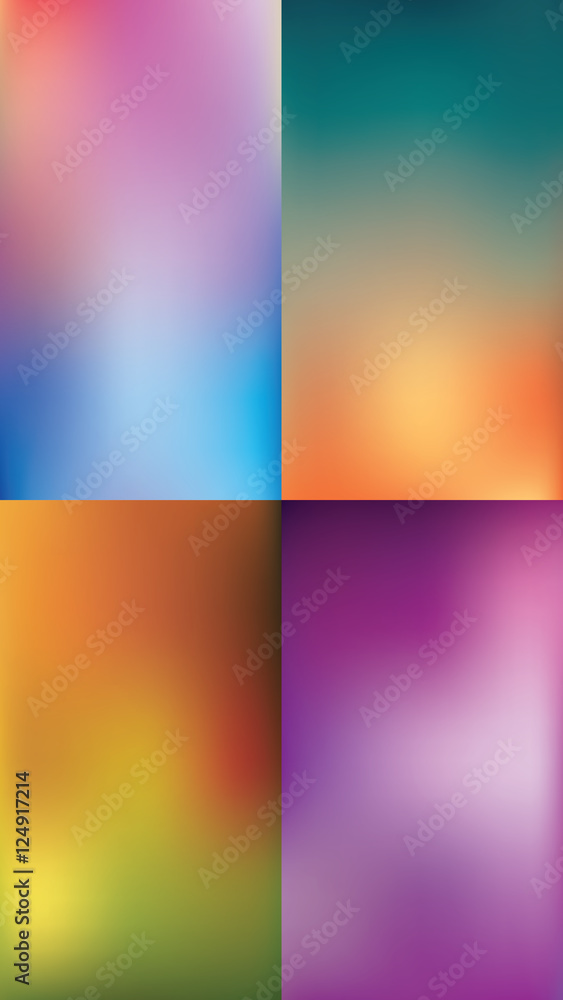 Set of smartphones template with blurred unfocused vector background