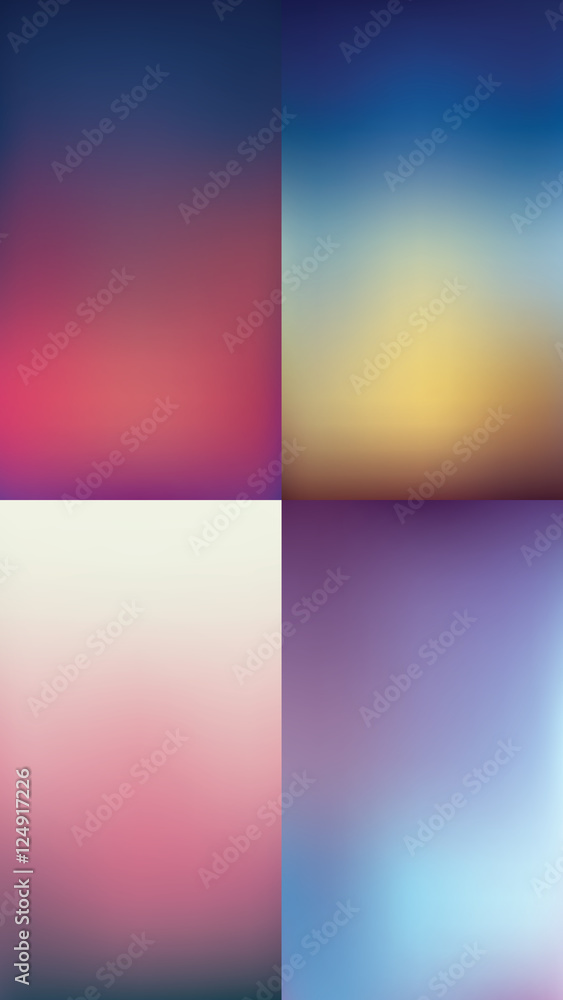 Set of smartphones template with blurred unfocused vector background