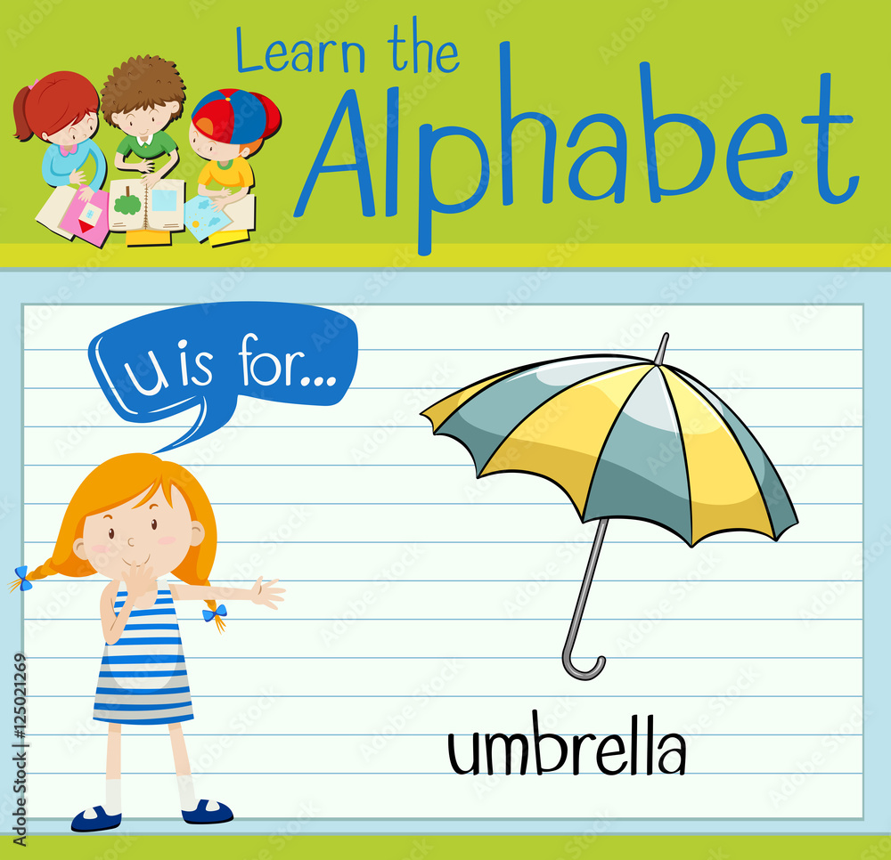 Flashcard letter U is for umbrella