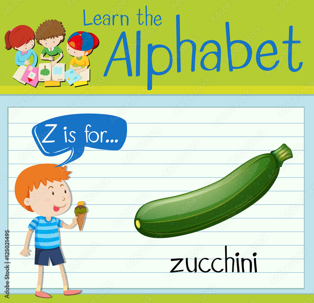 Flashcard letter Z is for zucchini