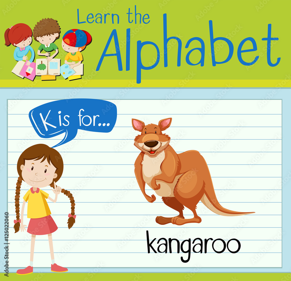 Flashcard alphabet K is for kangaroo