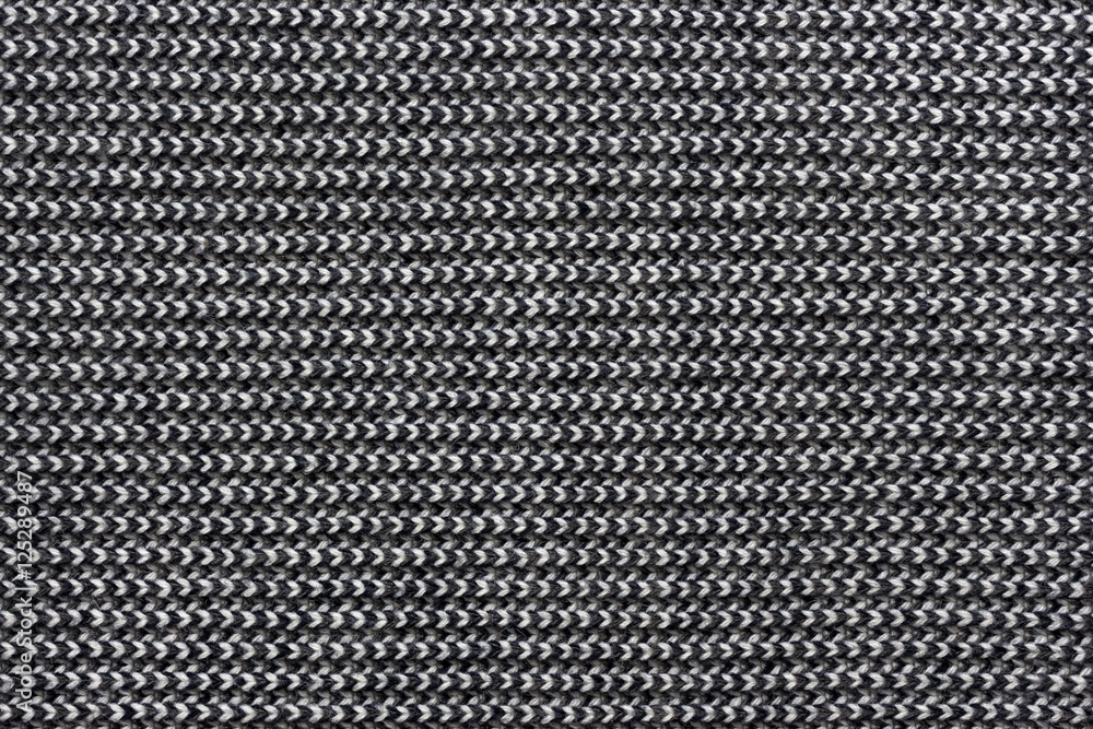 Black and white knitted wool texture