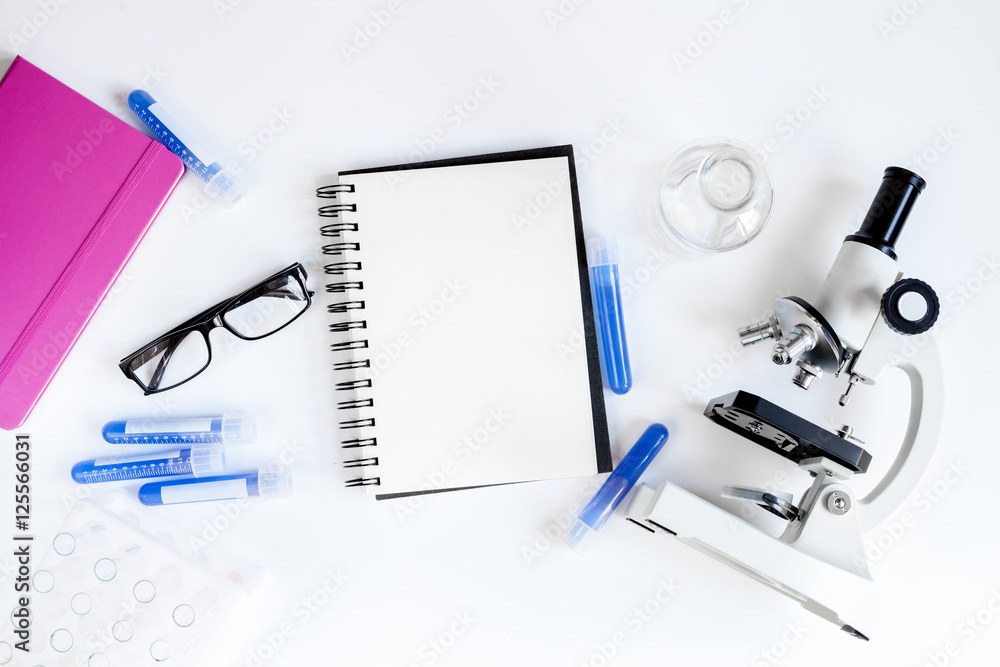 medical student working place space for text top view